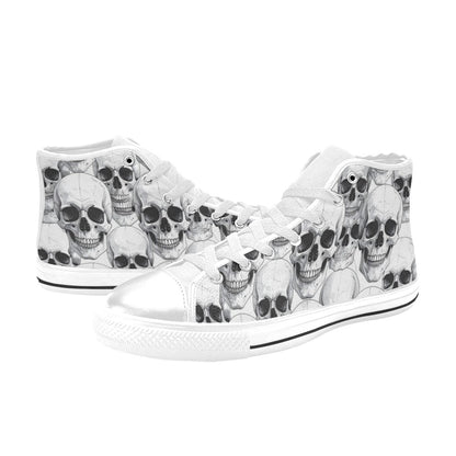 WOMEN'S Clean Skull Line Art High Top Canvas Vibrant Chaos Sneakers