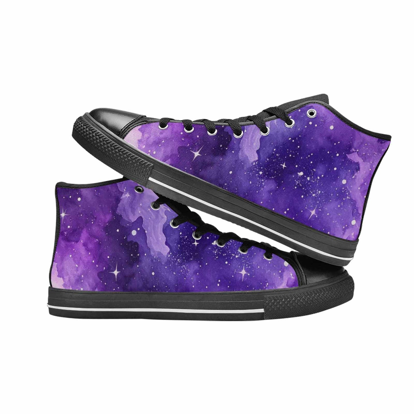 WOMEN'S Galaxy Art - High Top Canvas Vibrant Chaos Custom Sneakers