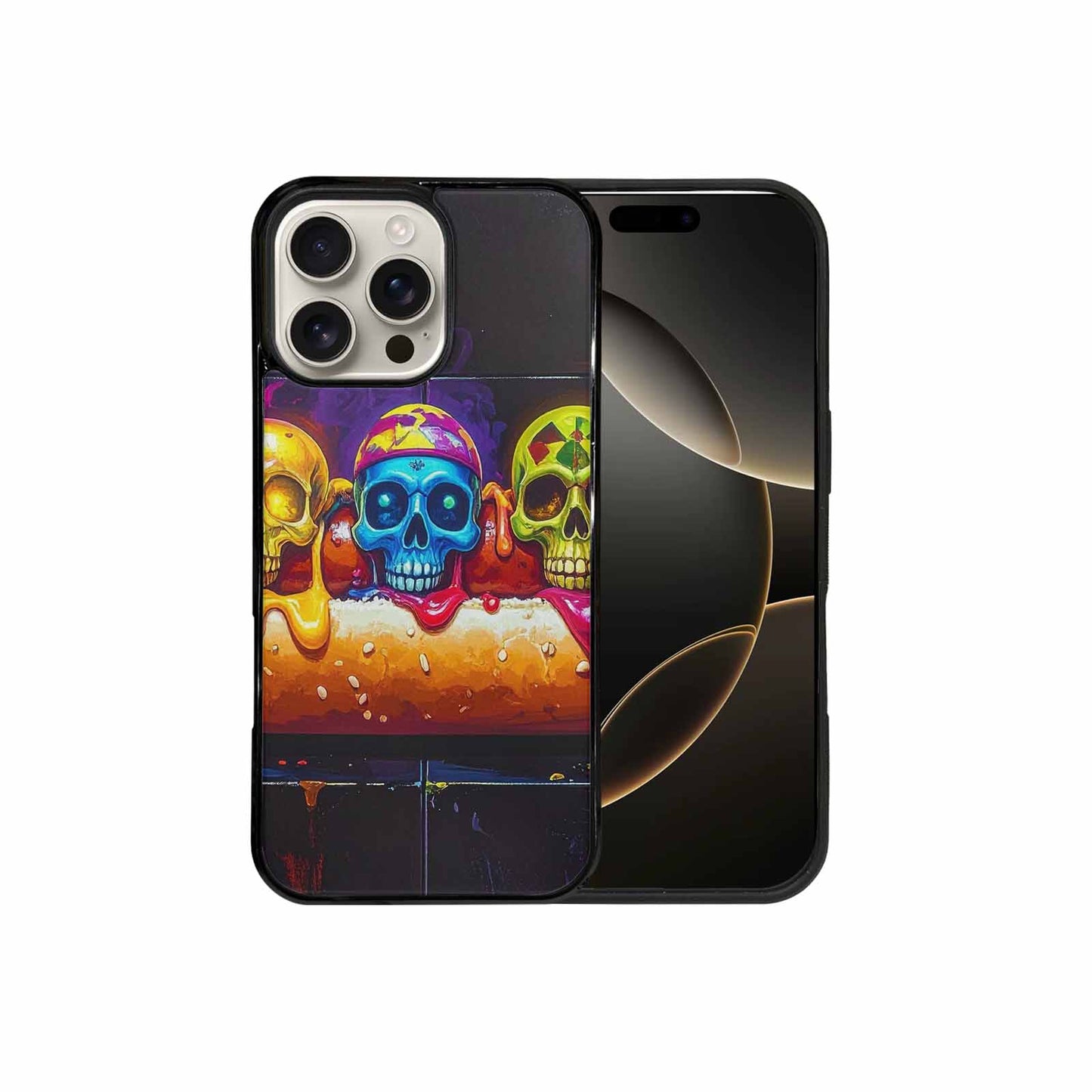 iPhone 16 Pro Max Case — Toxic Skeleton Hot Dog Eye Small, Custom Phone Case