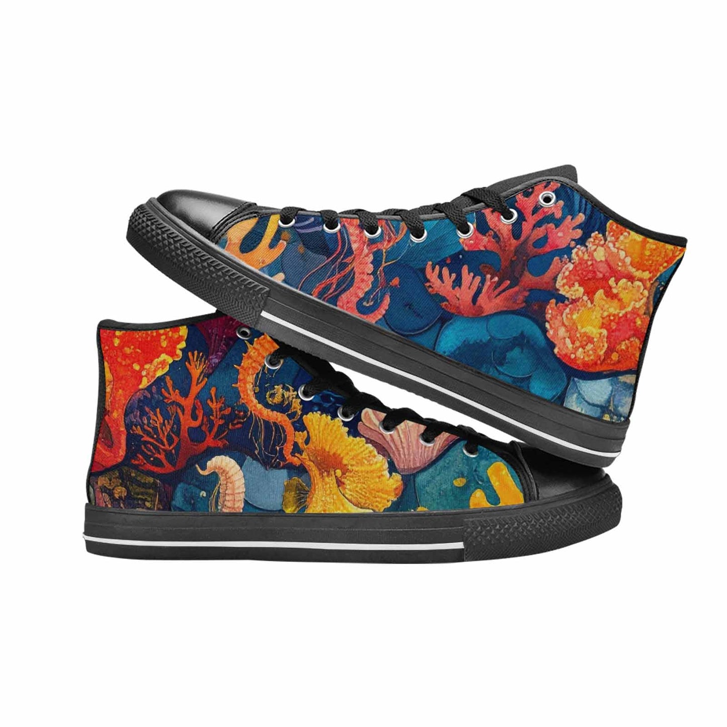 WOMEN'S Fish Scale Coral High Top Canvas Dark Academia Sneakers
