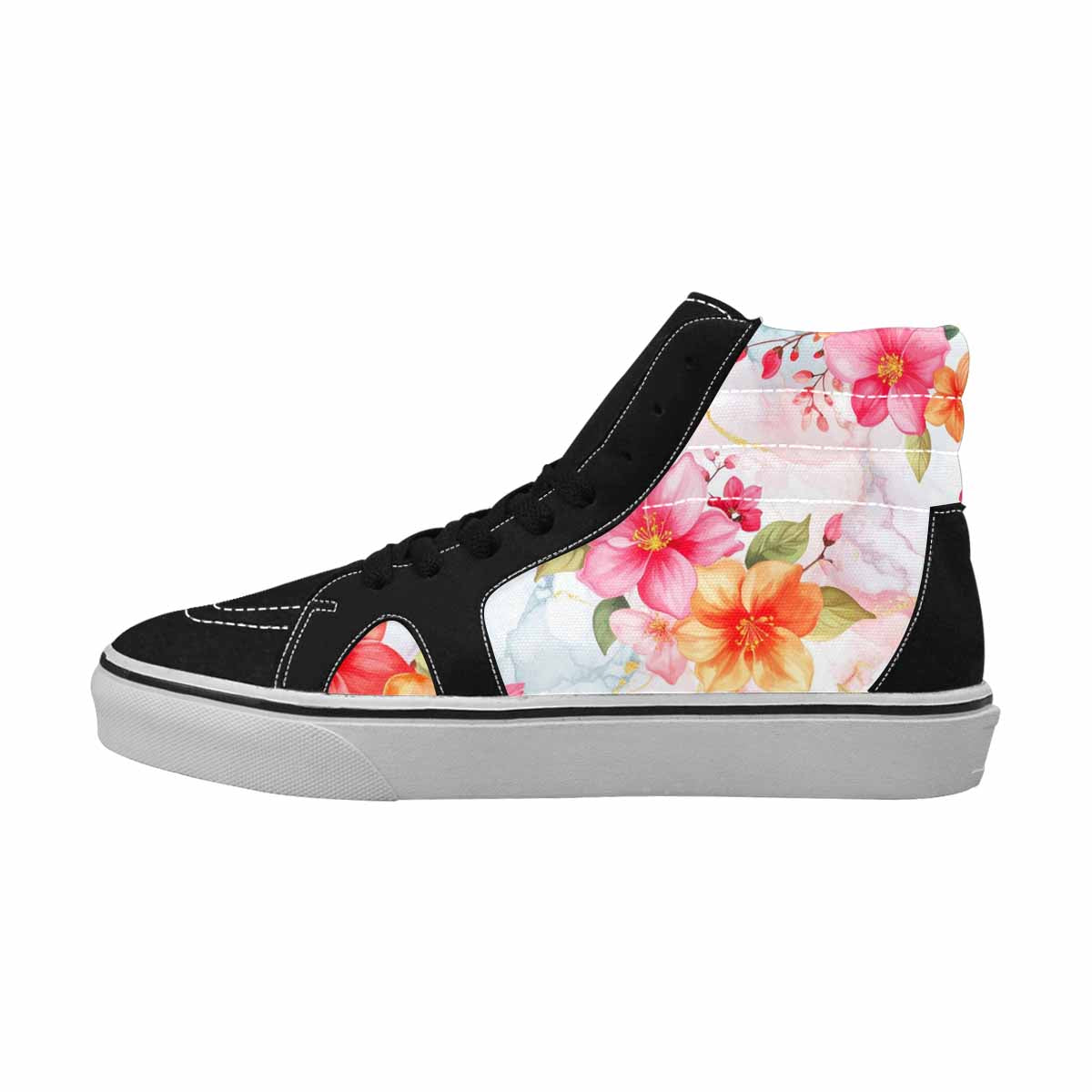 MEN'S Marble Floral High Top Canvas Wallpaper Art Custom Sneakers