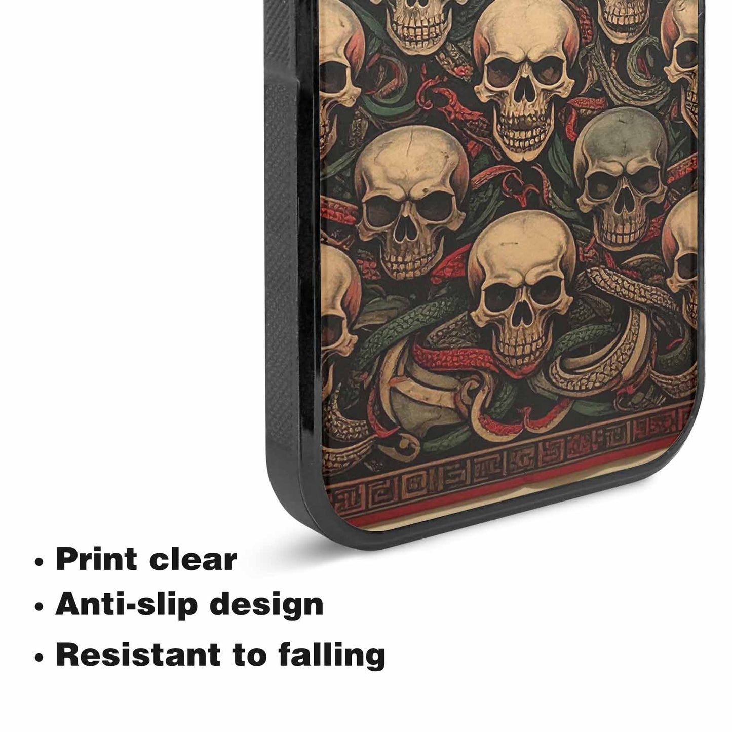 iPhone 15 Case — Traditional Tattoo Style Skulls Entwined With, Custom Art Phone Cover
