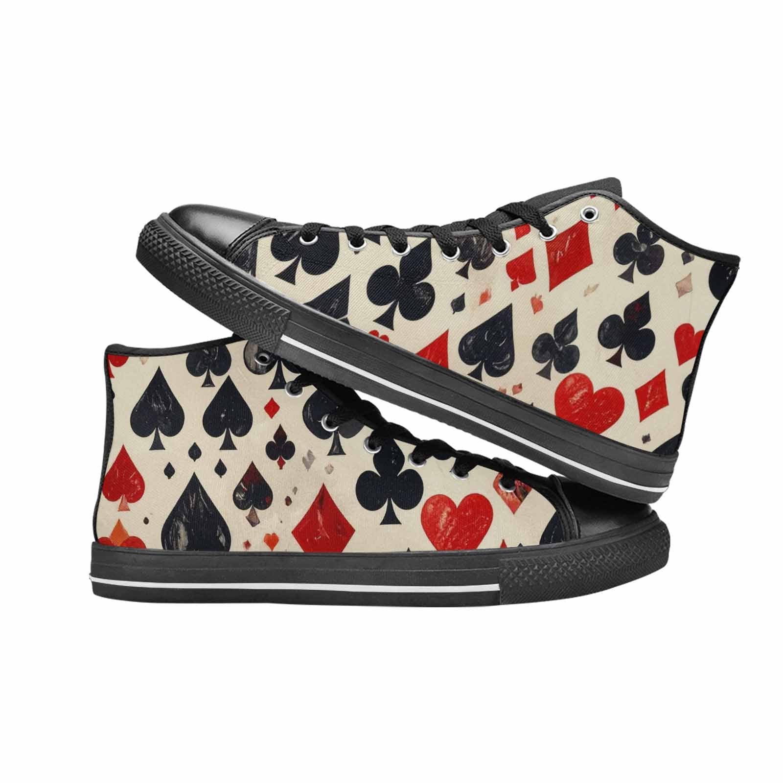 WOMEN'S Playing Card Suit High Top Canvas Vivid Custom Sneakers