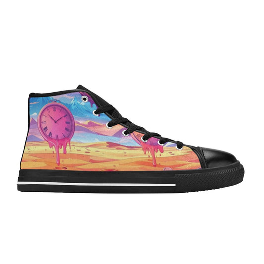 KIDS' Surrealist Dreamscape Pattern, Melting High Top Canvas Cottagecore Custom Shoes