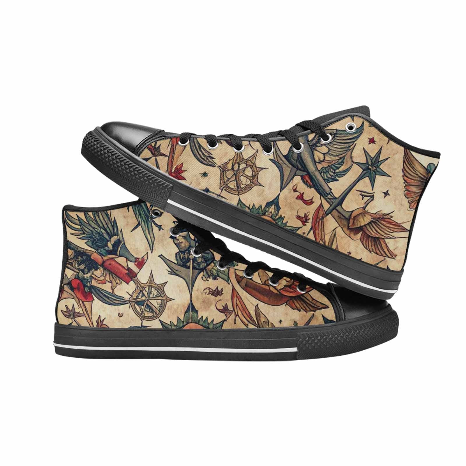WOMEN'S Old School Tattoo High Top Canvas Aesthetic Custom Shoes