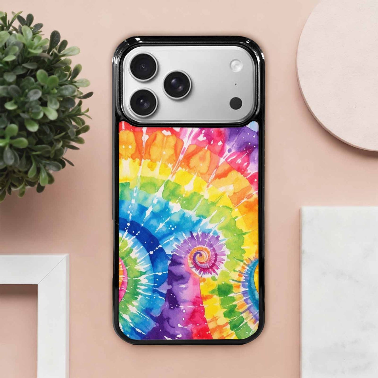 iPhone 17 Pro Max Case — Tie Dye Spiral Rainbow Tie Dye, Custom Print Case Cover