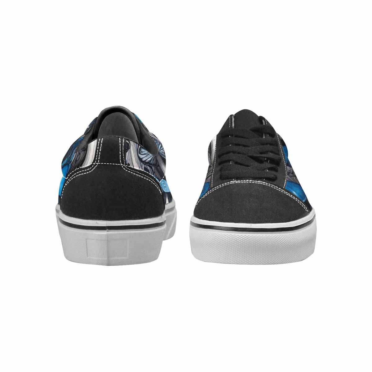 MEN'S Mushrooms Black & Blue Ink Canvas Made To Order Kaleidoscope Original Art Sneakers