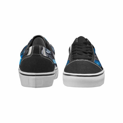 MEN'S Mushrooms Black & Blue Ink Canvas Made To Order Kaleidoscope Original Art Sneakers