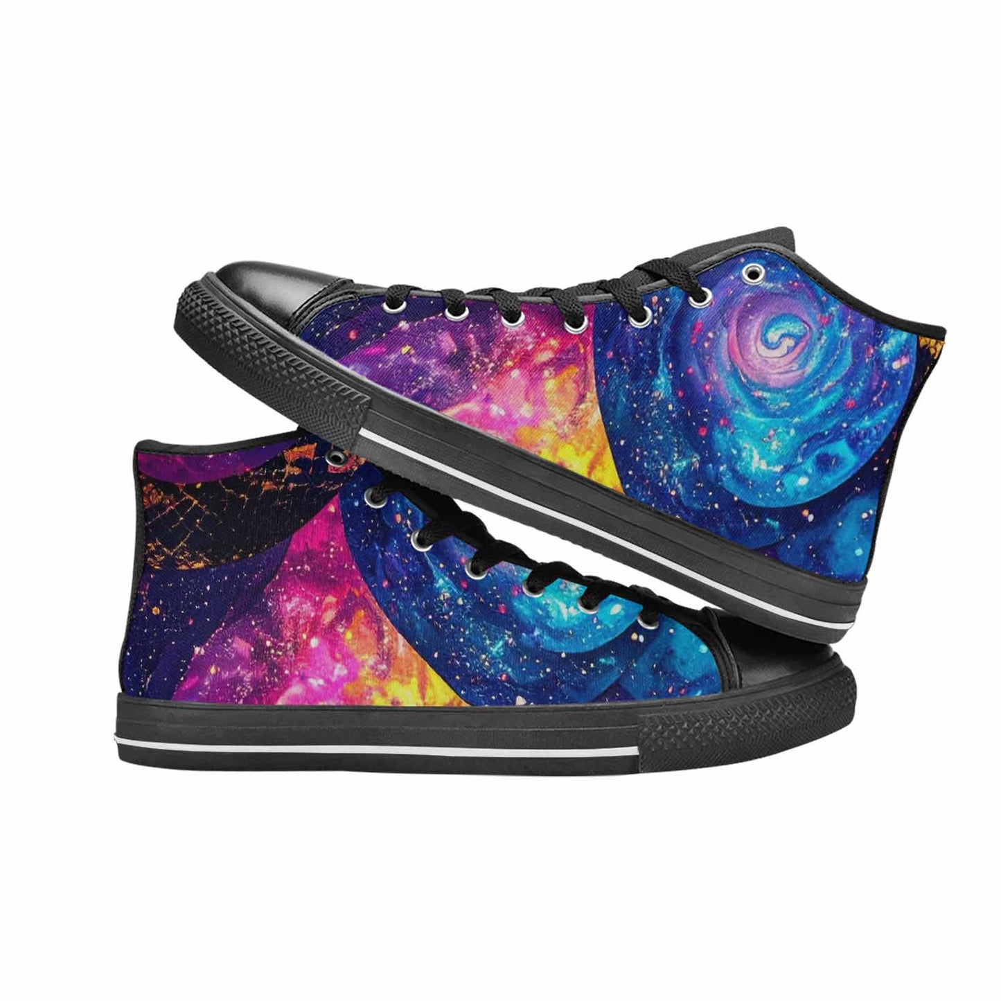 WOMEN'S Galaxy Snake Print High Top Canvas Aesthetic Custom Sneakers