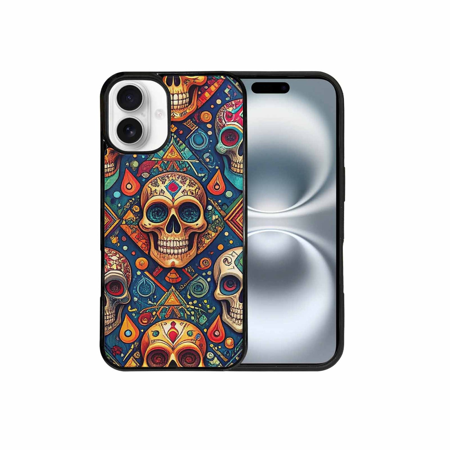 iPhone 16 Plus Case — Sacred Geometry Lots Of Skulls Seamless, Customized Protective Case