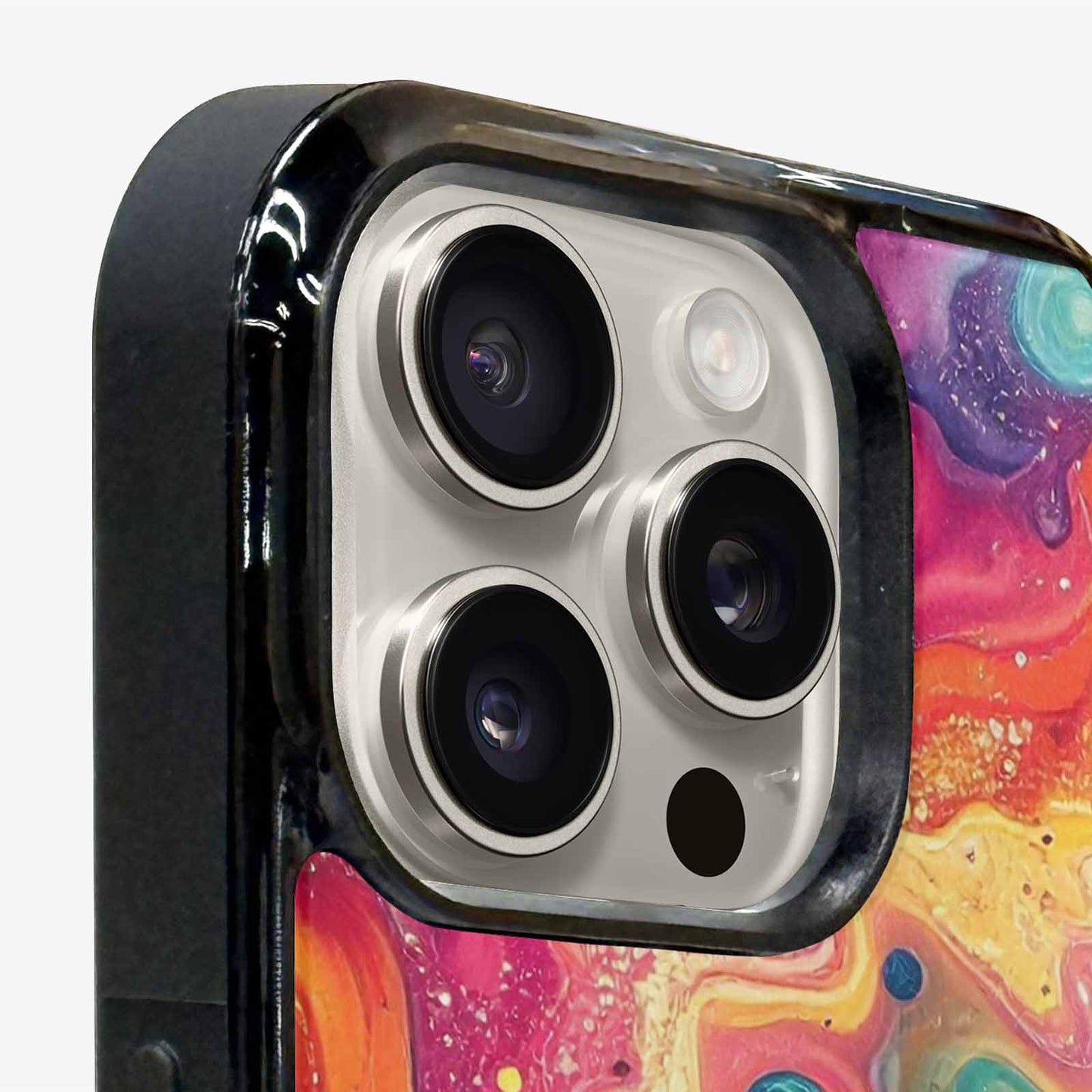 iPhone 16 Pro Case — Galaxy Art Colorful Cosmic Dust Small, Custom Printed Phone Case