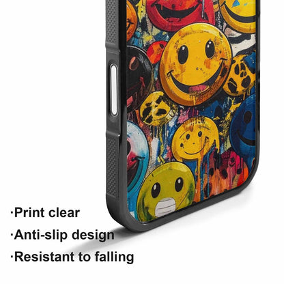 iPhone 17 Case — Smiley Faces Pattern Hundreds Original Art, Custom Art Phone Cover