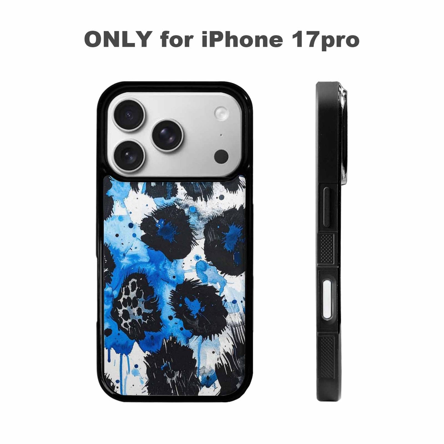 iPhone 17 Pro Case — Animal Print Black Blue Ink Animal, Customized Protective Case