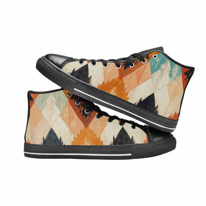 MEN'S Southwestern Geometric Diamond High Top Canvas Dark Academia Sneakers