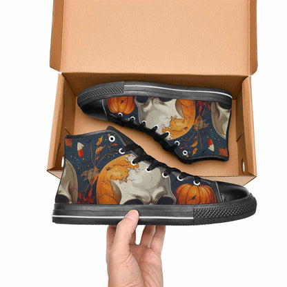 WOMEN'S Halloween Skulls Pumpkins High Top Canvas Dreamcore Custom Shoes