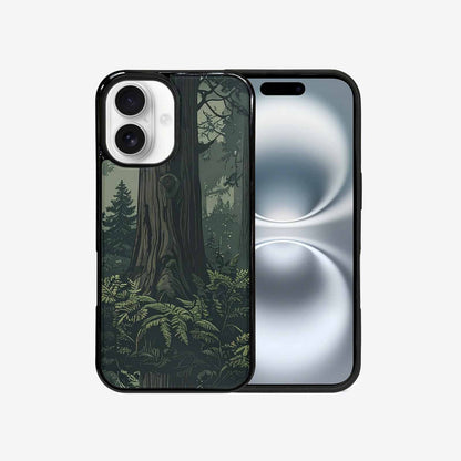 iPhone 16 Case — Seamless Pattern Ancient Redwood Forest Giant, Custom Printed Phone Case