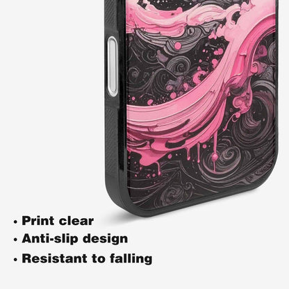 iPhone 16 Plus Case — Van Gogh Swirl Black Pink Ink, Customized Protective Case