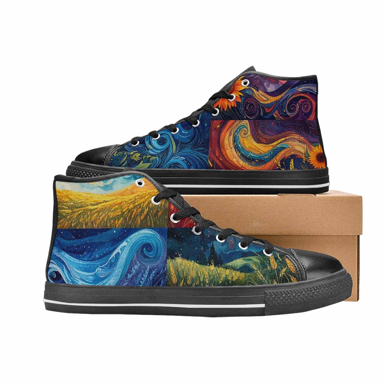 MEN'S Van Gogh-Style Swirl High Top Canvas Dark Academia Custom Shoes
