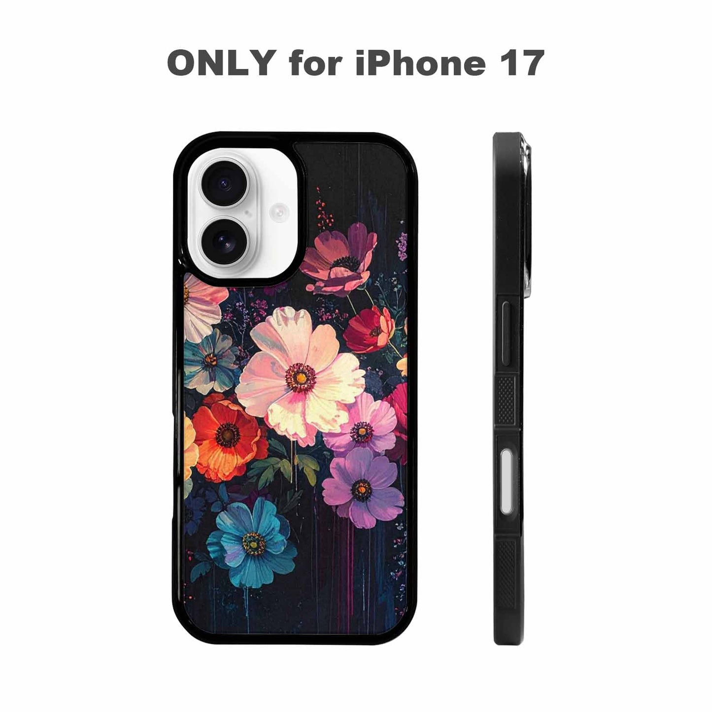 iPhone 17 Case — Shadowy Glitch Floral Pattern Floral, Customized Protective Case