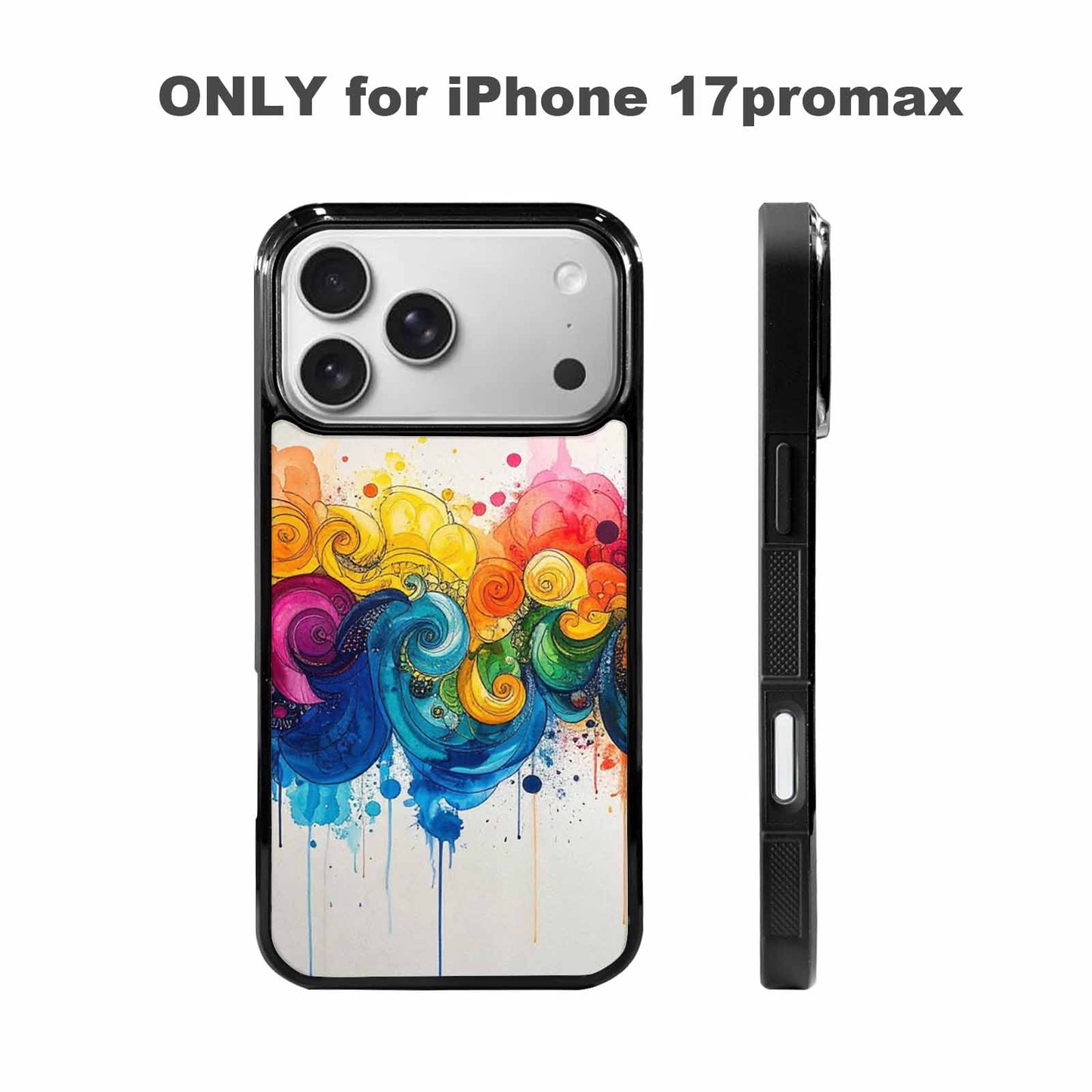 iPhone 17 Pro Max Case — Tie Dye Swirls (black Tie Dye, Custom Printed Phone Case