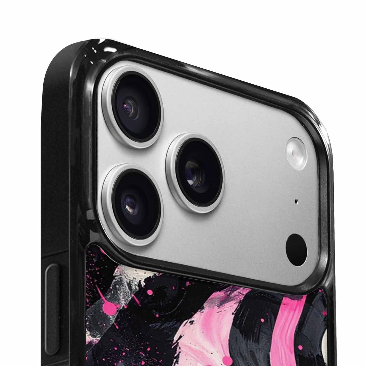 iPhone 17 Pro Case — Black Pink Ink Zebra Stripe Animal, Custom Printed Phone Case