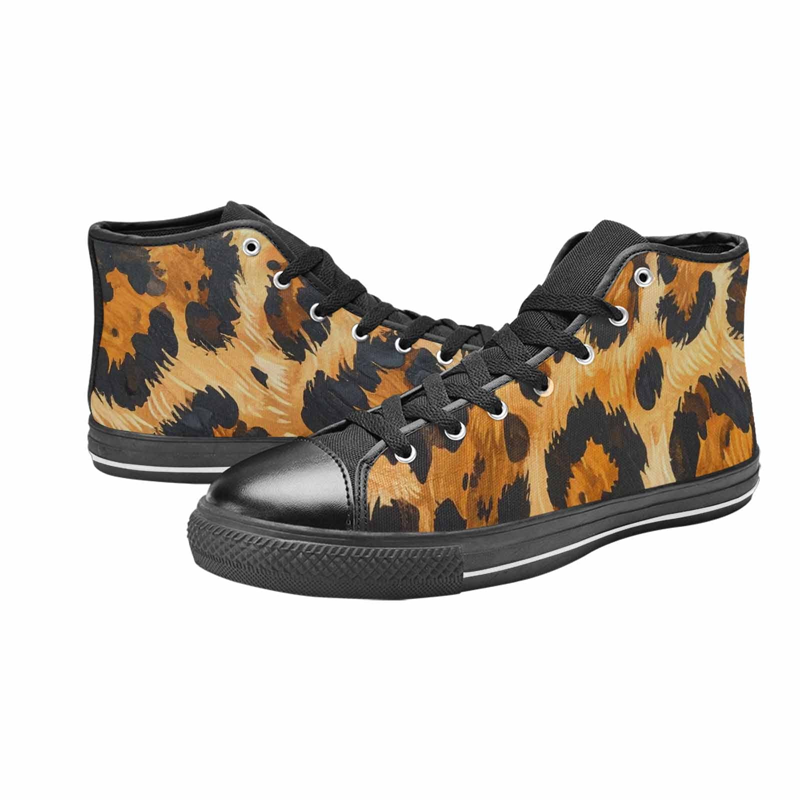 MEN'S Leopard Soft Airbrush Gradient High Top Canvas Dark Academia Custom Shoes