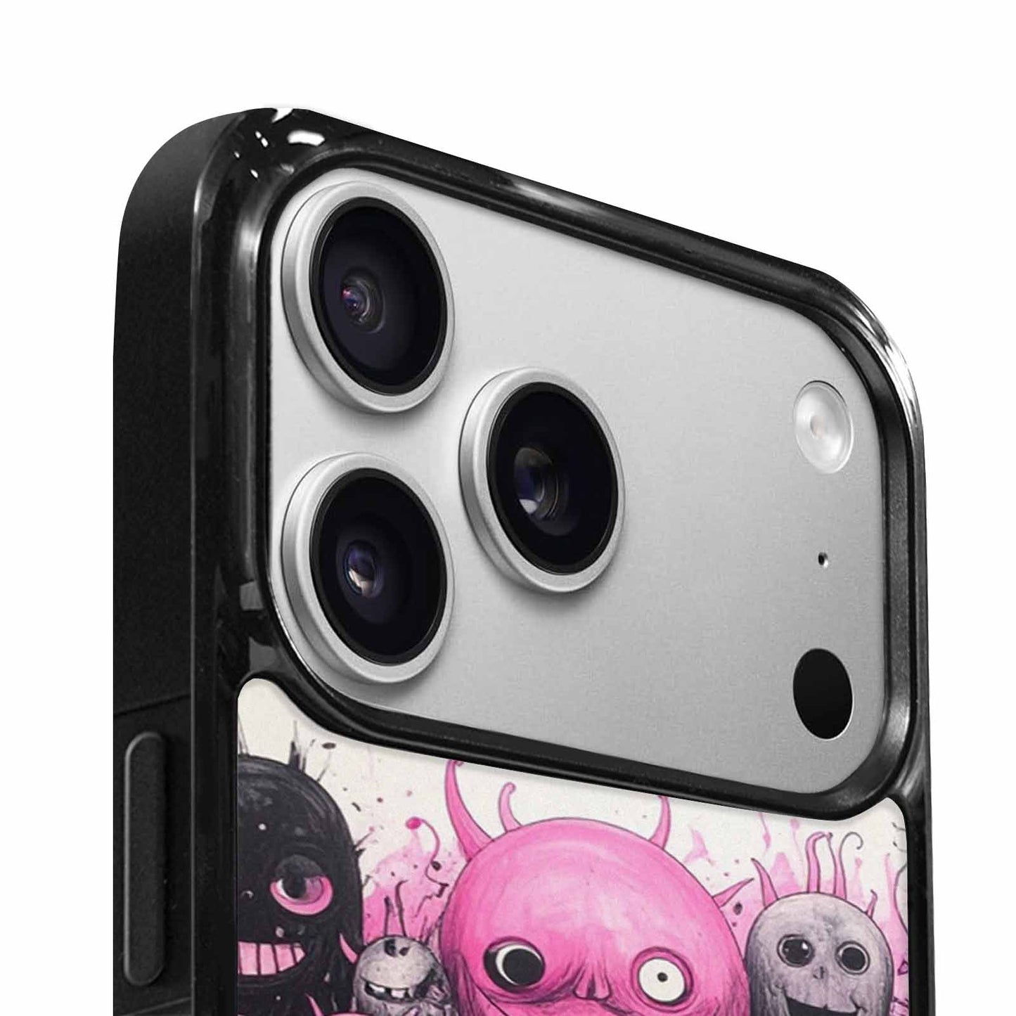 iPhone 17 Pro Case — Black Pink Ink Monsters General Cartoon, Custom Printed Phone Case