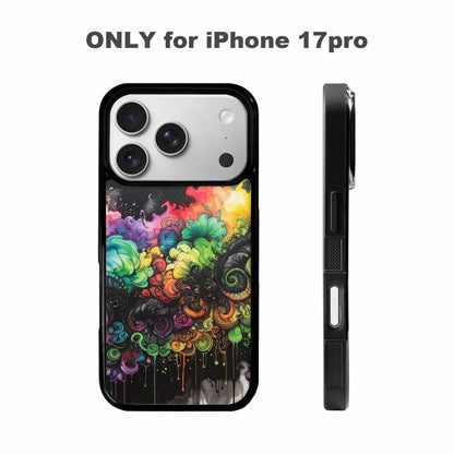 iPhone 17 Pro Case — Black Green Ink Tie Dye Tie, Custom Phone Case