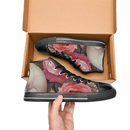 MEN'S Skulls Roses Soft Airbrush High Top Canvas Neon Fantasy Sneakers