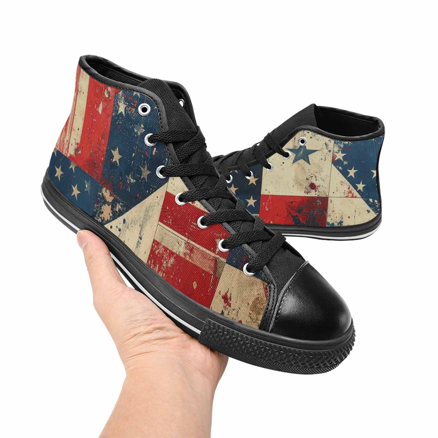 MEN'S American Flag Stars High Top Canvas Surreal Shoes