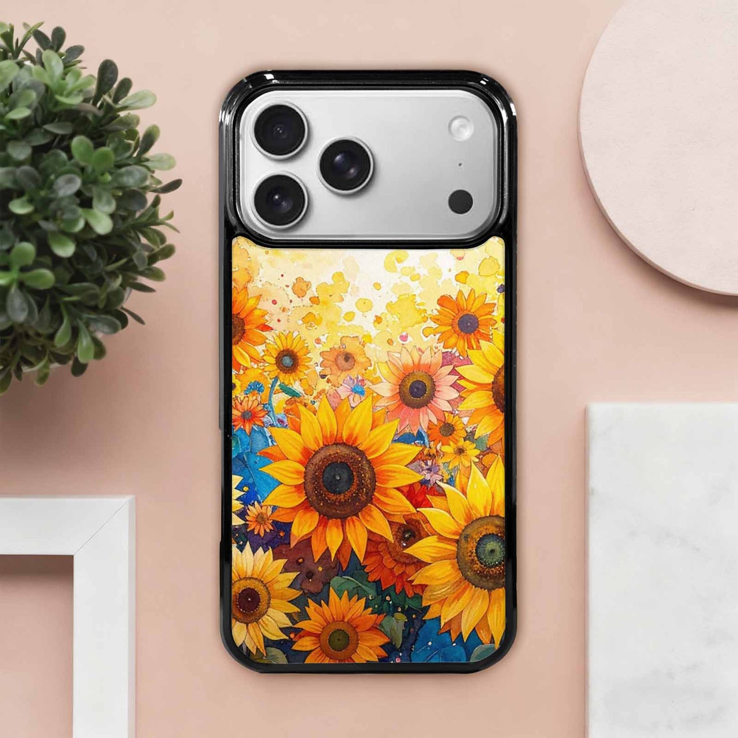 iPhone 17 Pro Max Case — Full Color Vibrant Sunflower Floral, Custom Art Phone Cover