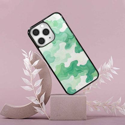 iPhone 15 Pro Max Case — Camo Mint Green White, Custom Print Case Cover