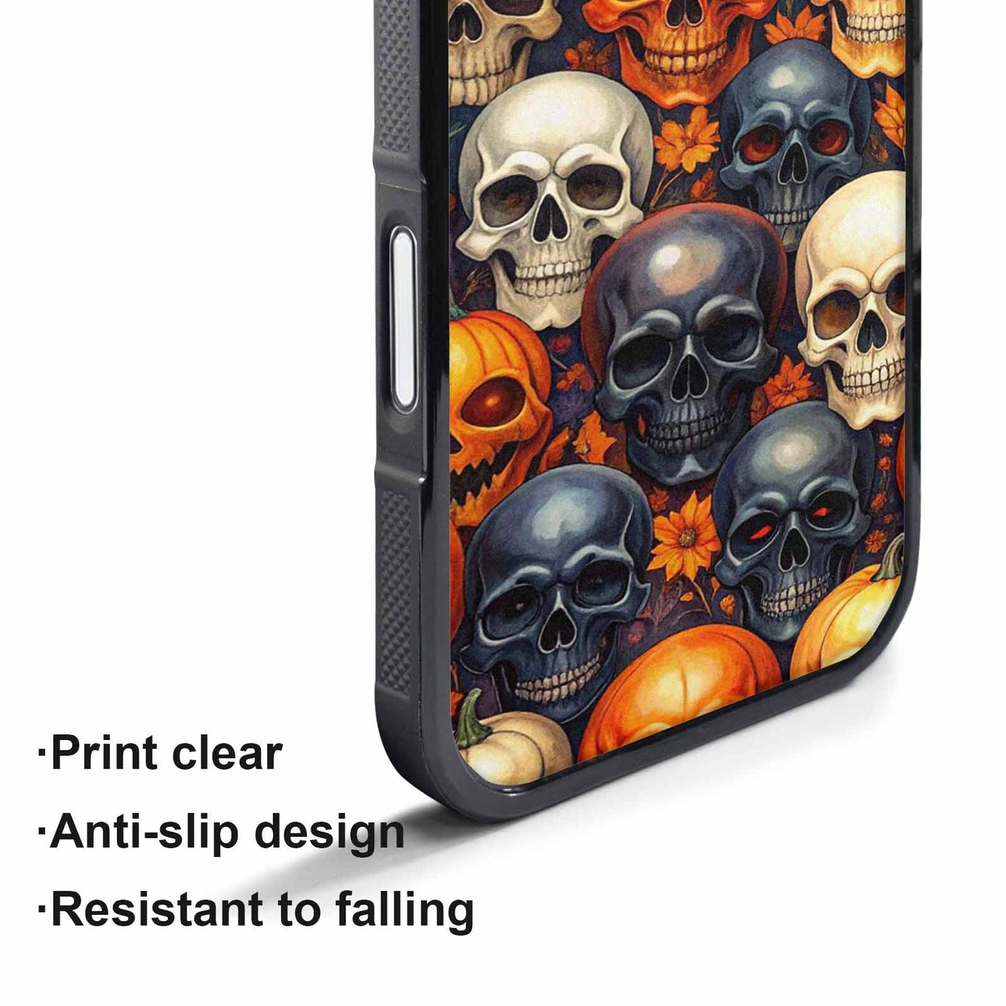 iPhone 17 Pro Max Case — Skulls Halloween Orange Black Gothic Skulls, Custom Phone Case