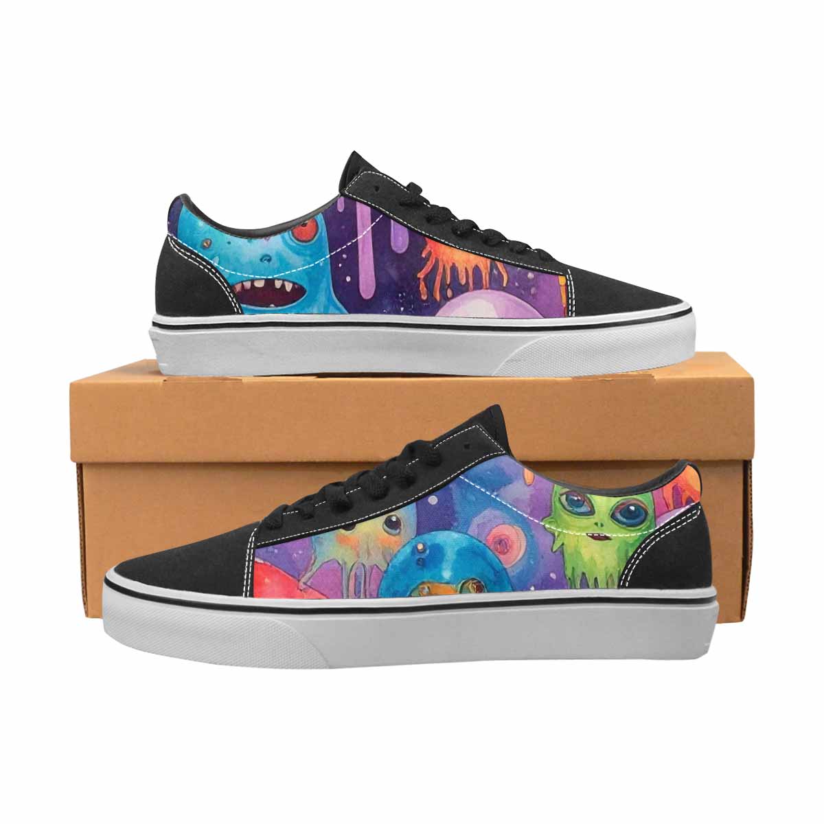 WOMEN'S Aliens  Tie Dye Lace-Up Canvas Cottagecore Custom Sneakers