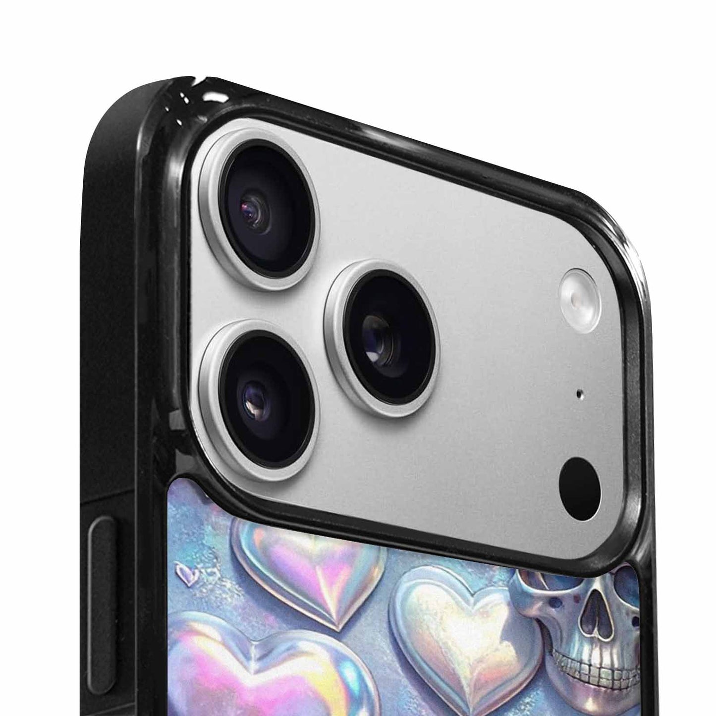 iPhone 17 Pro Max Case — Iridescent Hearts Skull Gothic Skulls, Customized Protective Case