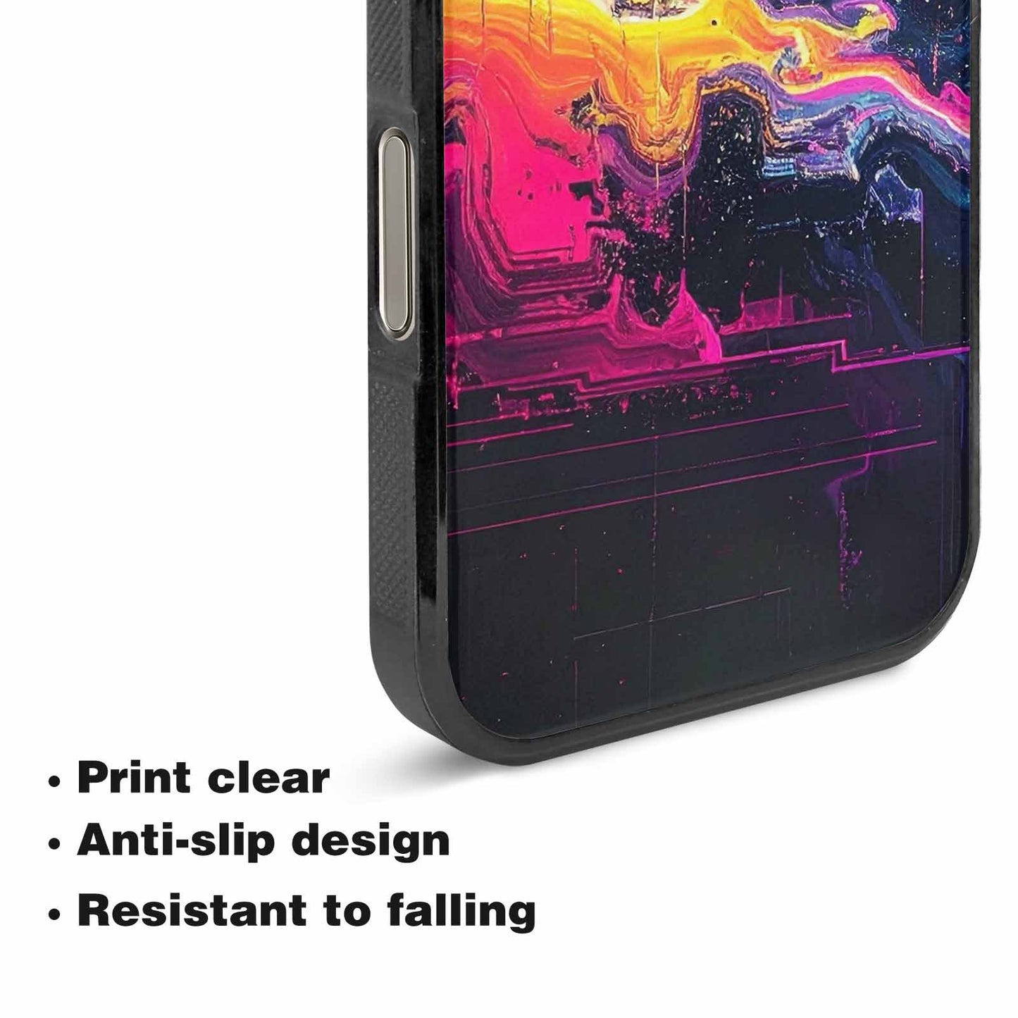 iPhone 16 Pro Case — Glitch Dark Art Seamless Pattern Vibrant, Custom Art Phone Cover