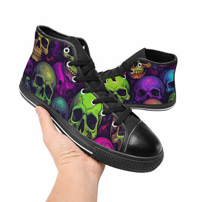 WOMEN'S Skulls - Neon High Top Canvas Cottagecore Shoes