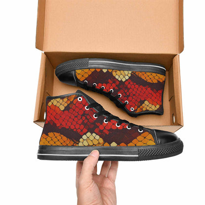WOMEN'S Dark Snake Print High Top Canvas Wallpaper Art Custom Sneakers