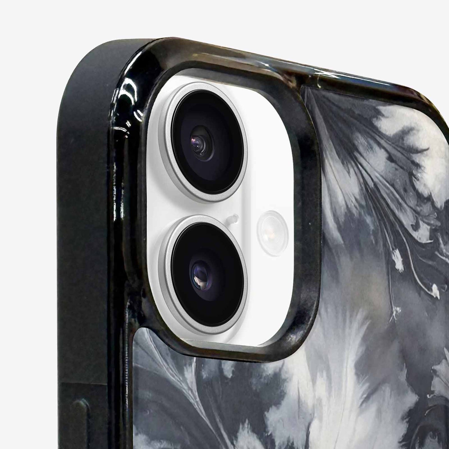iPhone 16 Plus Case — Tie Dye Black And Gray Blended, Custom Printed Phone Case