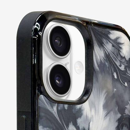 iPhone 16 Plus Case — Tie Dye Black And Gray Blended, Custom Printed Phone Case