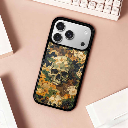 iPhone 17 Pro Case — Military Camo Texture Combined With Gothic, Custom Printed Phone Case