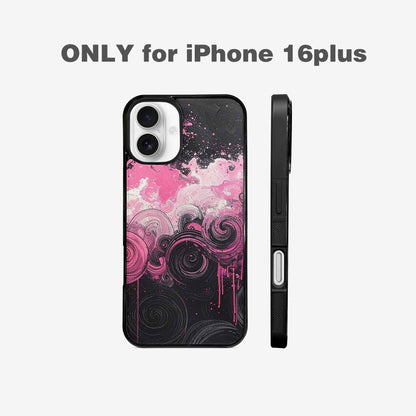 iPhone 16 Plus Case — Van Gogh Swirl Black Pink Ink, Custom Art Phone Cover