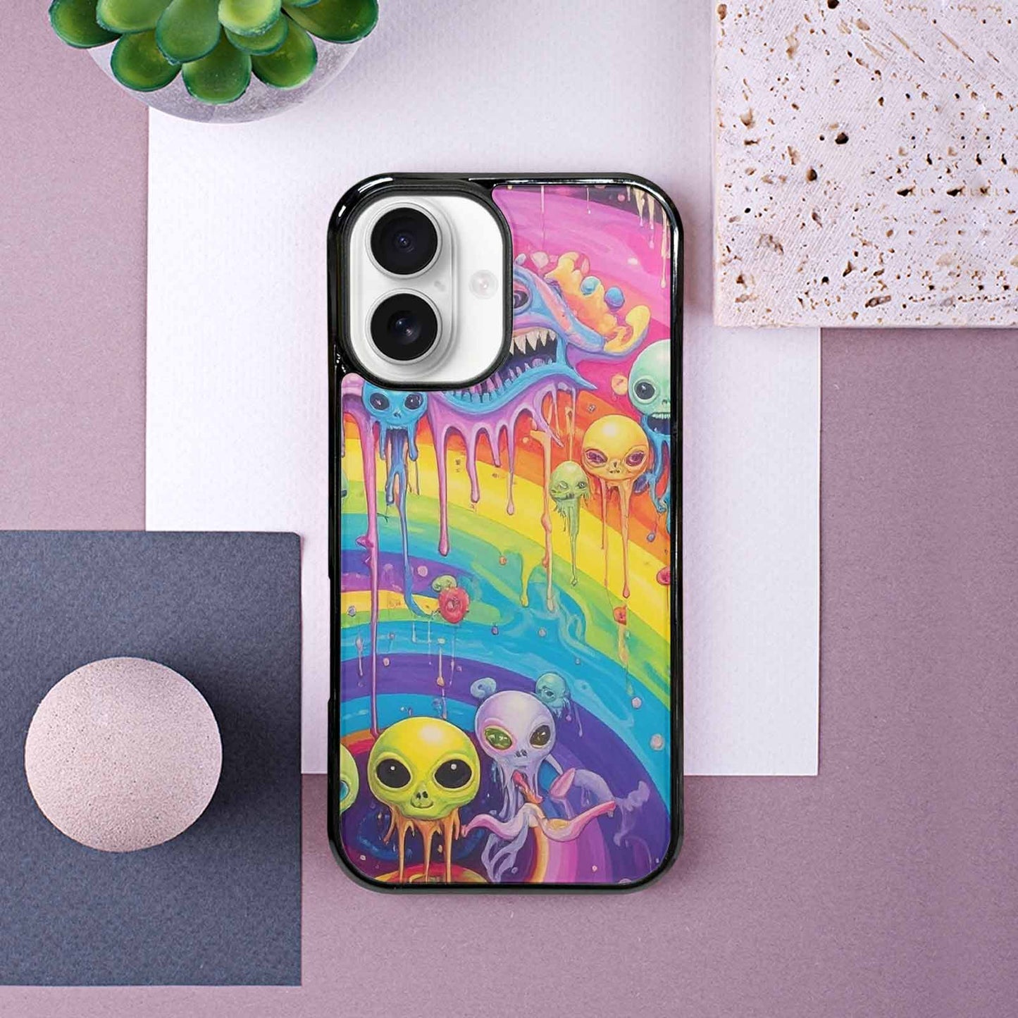 iPhone 16 Case — Aliens Tie Dyemelting Aliens P, Custom Art Phone Cover