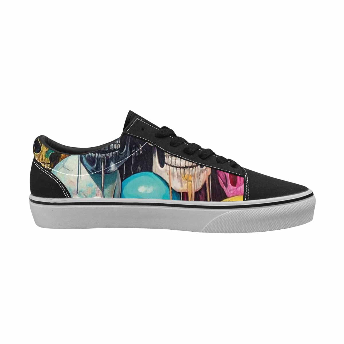 WOMEN'S Skulls  Marble Skulls Lace-Up Canvas Y2K Custom Shoes