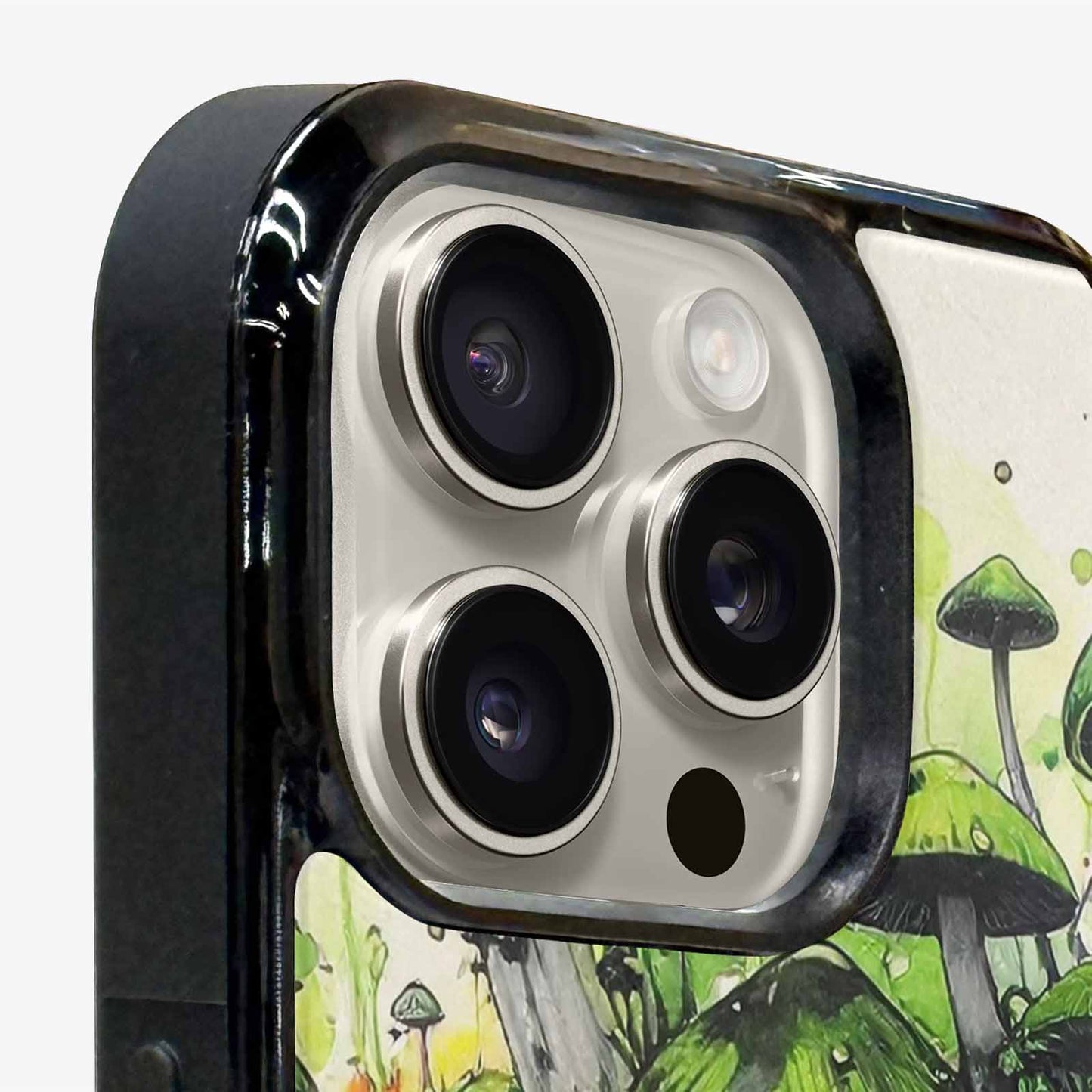 iPhone 16 Pro Case — Rainbow Drip Mushrooms Black Green Ink, Custom Phone Case