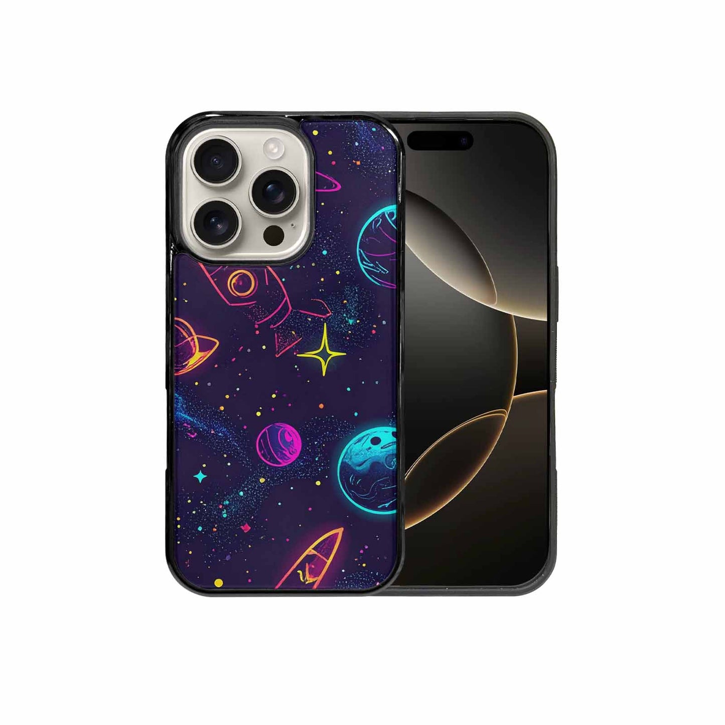 iPhone 16 Pro Case — Space Galaxy Astronaut Pattern Planets Stars, Unique Phone Case Design