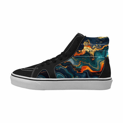 WOMEN'S Marble Dark High Top Canvas Grunge Custom Sneakers