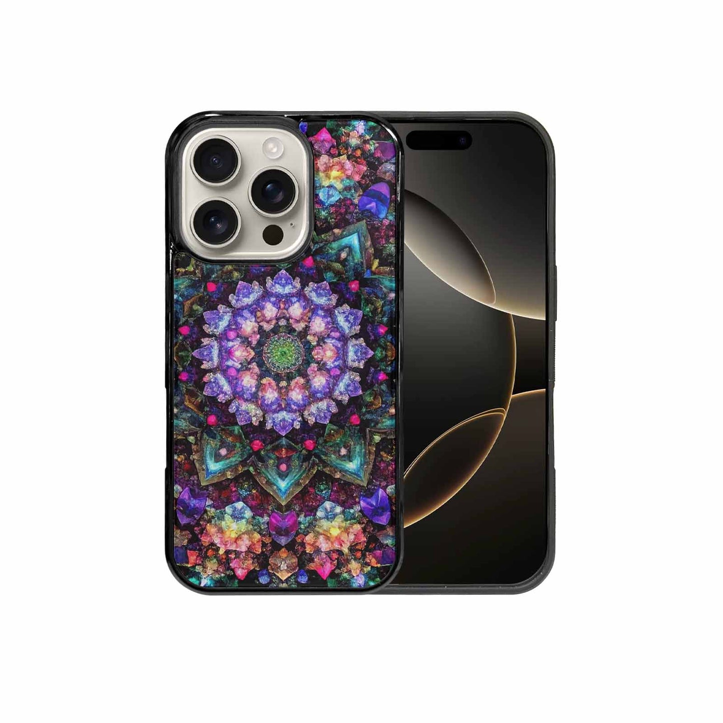 iPhone 16 Pro Case — Crystal Mandala Art Seamless Pattern Vibrant, Unique Phone Case Design