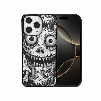 iPhone 15 Pro Max Case — Black And White Monster Face Collage, Personalized Phone Case