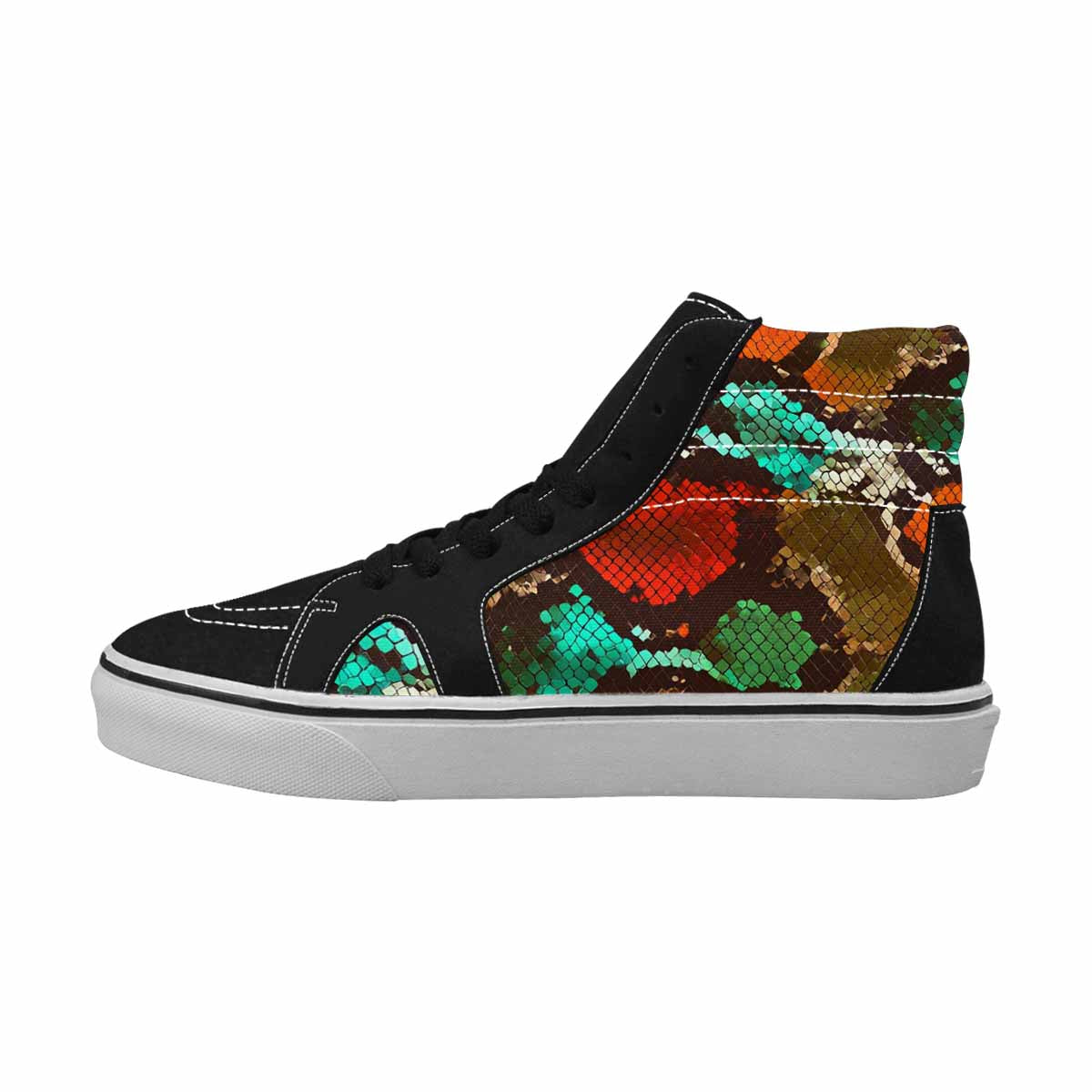 WOMEN'S Dark Snake Print High Top Canvas Wallpaper Art Shoes